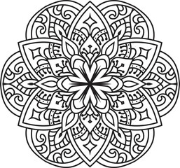 Mandala isolated on the white background.Decorative monochrome ethnic mandala pattern.