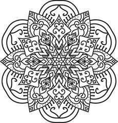 Mandala isolated on the white background.Decorative monochrome ethnic mandala pattern.