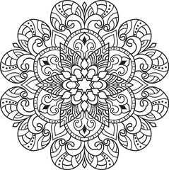 Mandala isolated on the white background.Doodle pattern.ornament design for coloring page