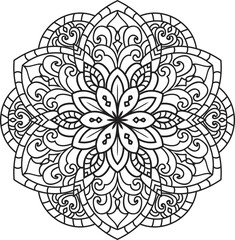 Mandala isolated on the white background.Doodle pattern.ornament design for coloring page