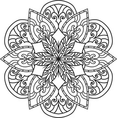 Mandala isolated on the white background.Doodle pattern.ornament design for coloring page