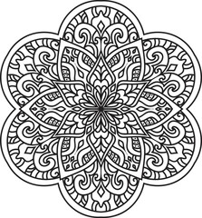 Adult coloring page Mandala.Antistress Coloring Page Mandala.Hand drawn illustration vector