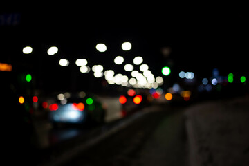 night city car light drive street evening bokeh