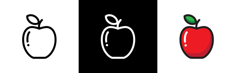 Red Apple icon symbol signs, vector illustration