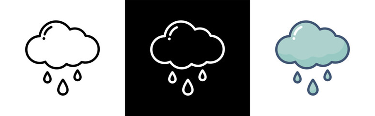 Rainy day icon. Cloud with rain drops symbol signs vector illustration