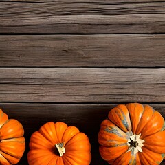 Autumn background for text with pumpkins. Top view. Copy space