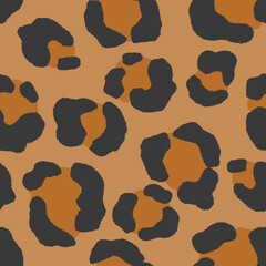 Abstract modern leopard seamless pattern. Animals trendy background. Beige and black decorative vector stock illustration for print, card, postcard, fabric, textile. Modern ornament of stylized skin