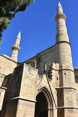Fototapeta na wymiar Interior details of Northern Cyprus's Lala Mustafa Pasha Mosque, originally known as St. Nicholas Cathedral. 