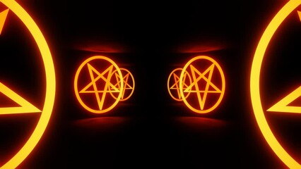 Pentagram neon symbols tunnel animation - Powered by Adobe