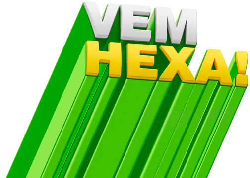 Label Come Hexa Football Brazilian Portuguese in 3d render