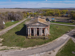 abandoned Orthodox church, abandoned temple with columns