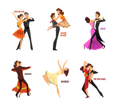 Professional Dancer People Dancing Performing on Stage Vector Set