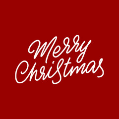 Merry Christmas Inscription on a Red background in the style of lettering for print and design. Vector illustration .