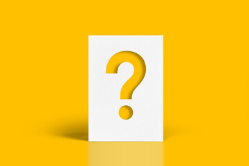 Note paper with question mark on yellow background	