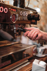 espresso coffee machine in a cafe