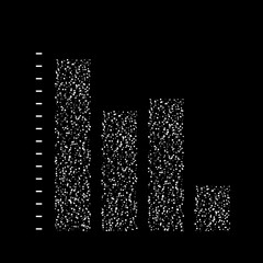 Stylised black and white column chart. Visual representation of data, illustrating comparisons among multiple data sets.