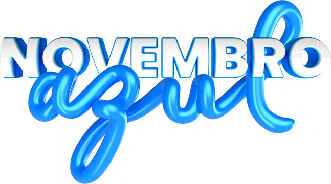 November text blue 3D render isolated