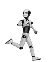 robot boy cartoon walking and looking back