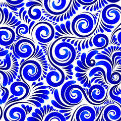 Vector seamless abstract floral pattern in blue colors