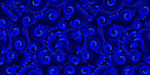 Vector seamless abstract floral pattern in blue colors