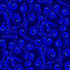 Vector seamless abstract floral pattern in blue colors