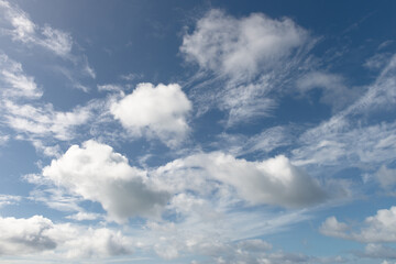 Sky blue clouds nobody fresh air bright heaven above scene