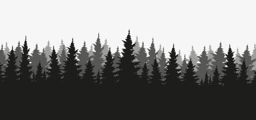 Vector silhouette of Treeline Spruce And Pines
