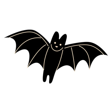 Cute bat on isolated background. Halloween animal. Vector flat illustration. 