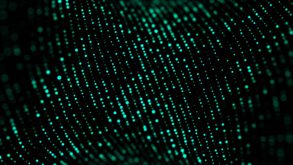 Abstract background of moving dust particles. Incident light with glare. Random shine and color shine. 3D illustration.