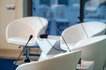 Table microphone at conference hall