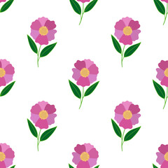 Pink camellia flowers. Floral seamless pattern. 