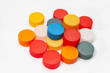 many colorful plastic bottle caps