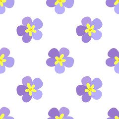 Cute violet flowers. Floral seamless pattern.