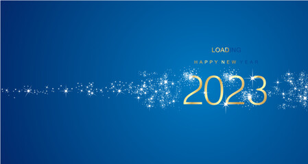 Obraz na płótnie Canvas 2023 New Year greetings loading 2023 firework golden white blue color vector