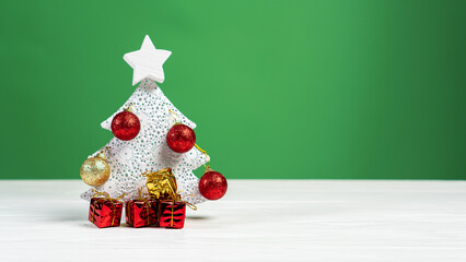 Christmas tree with gifts. Xmas and New Year concept..
