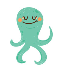 cute octopus animal character