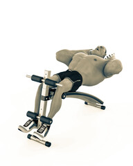 muscle man cartoon in an white background