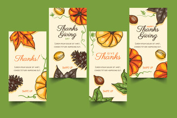hand drawn thanksgiving banners collection vector design illustration