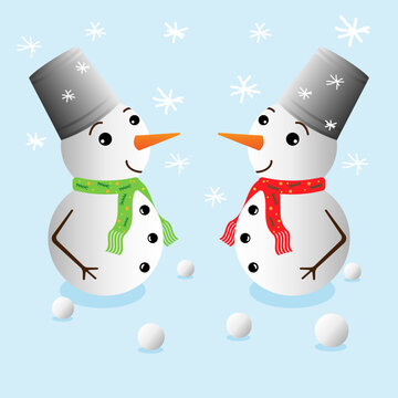 snowman, snowman with snowflakes and snowballs, christmas picture, christmas picture