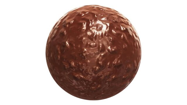 Realistic looping 3D animation of the beautiful spinning delicious milk chocolate candy rendered in UHD with alpha matte