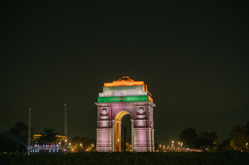  India gate during the night at New Delhi, India.