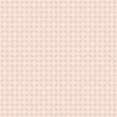 Abstract minimal geometric seamless pattern in oriental style. Elegant vector background. Simple graphic ornament. Light pink texture with small diamond shapes, grid, net, thin lines. Repeat design