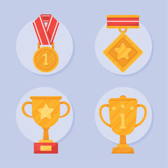 four prize awards icons