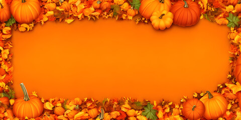 autumn leaves and pumpkins