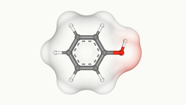 3D molecular structure of a phenol molecule 