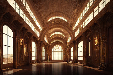 Fototapeta na wymiar Beautiful luxury golden renaissance palace interior