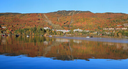 Panoramic view of Mont Tremblant autumn colors, Canada