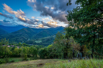 View of the town of Berruenu in Teberga, Teverga, in Las Ubinas La Mesa Natural Park. Biosphere Reserve.