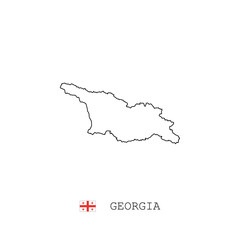 Georgia vector map outline, line, linear. Georgia black map on white background. Georgia flag