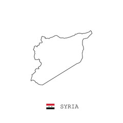 Syria vector map outline, line, linear. Syria black map on white background. Syria flag